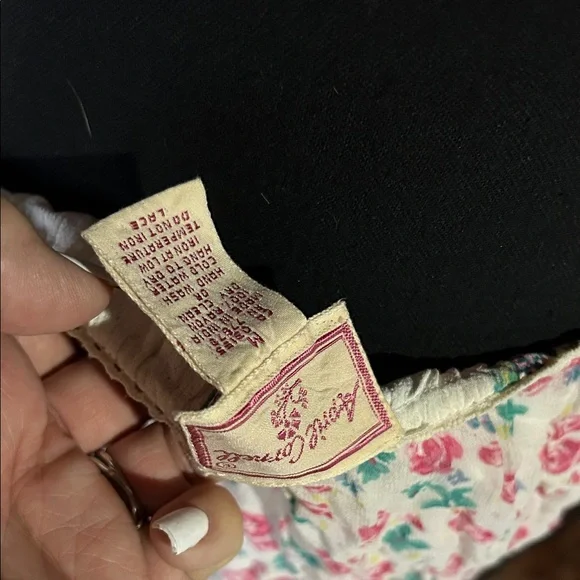 Vtg April Cornell White Maxi Skirt lace Pink & Green Floral Print Sz M - Picture 5 of 5